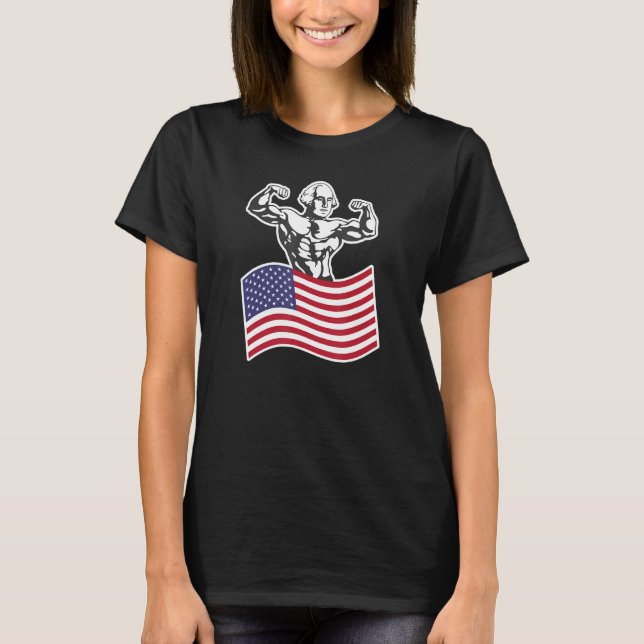 Camiseta George Washington Buff American Flag (Frente)