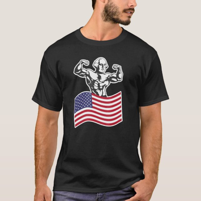 Camiseta George Washington Buff American Flag (Frente)