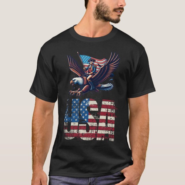 Camiseta George Washington Dirigindo Uma Águia Cálida 4 De  (Frente)