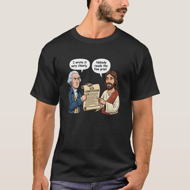 Camiseta George Washington e Jesus Bro Design de Meme Engra (Frente)