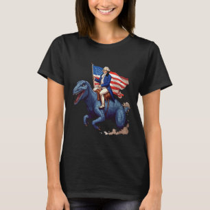 Camiseta George Washington Engraçado Montando Um Tyrannosau