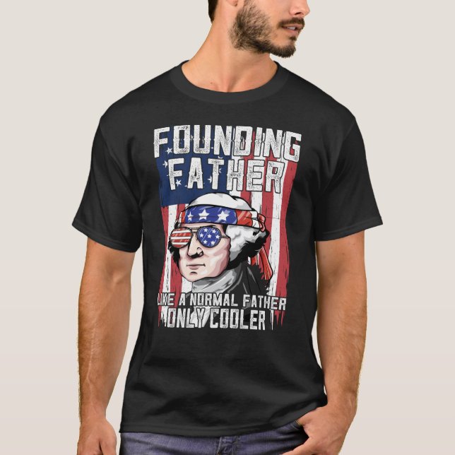 Camiseta George Washington fundindo Padre Betsy Ross Flag (Frente)