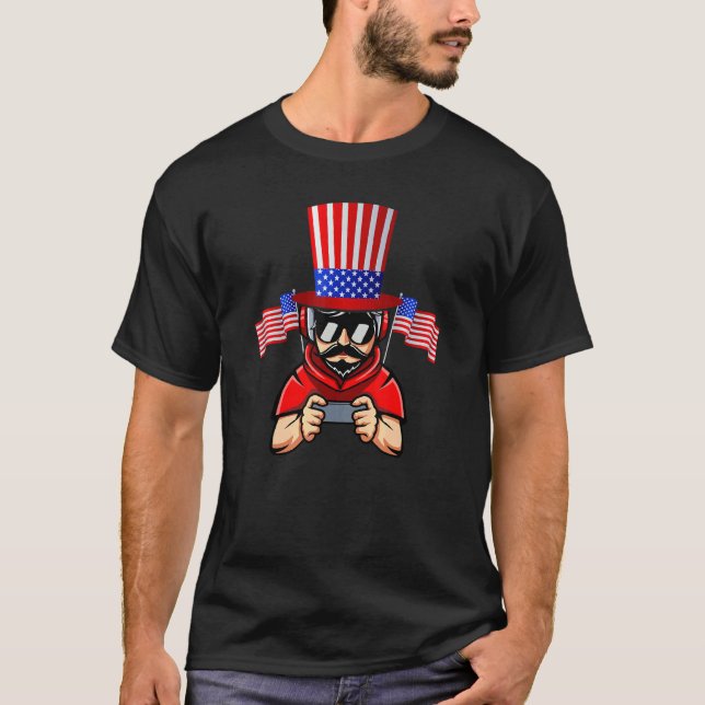 Camiseta George Washington Gamer Gaming 4th Fourth Of July  (Frente)