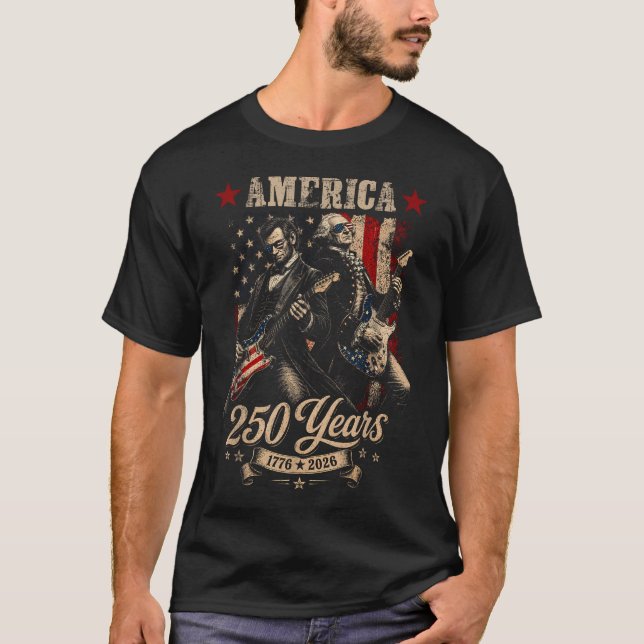 Camiseta George Washington Lincoln Tocando Guitarra Abe (Frente)