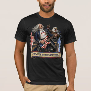 Camiseta George Washington Rockstar Guitar 4 de Julho Desi