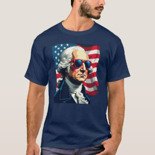 Camiseta George Washington Sunvidros American Flag T-Shirt