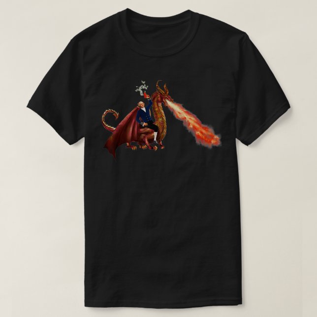 Camiseta George Washington throwing bills riding Dragon 4th (Frente do Design)