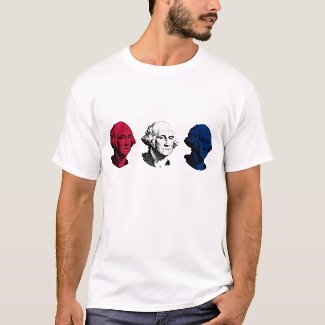 Camiseta George Washington vermelho, branco, e azul (Frente)