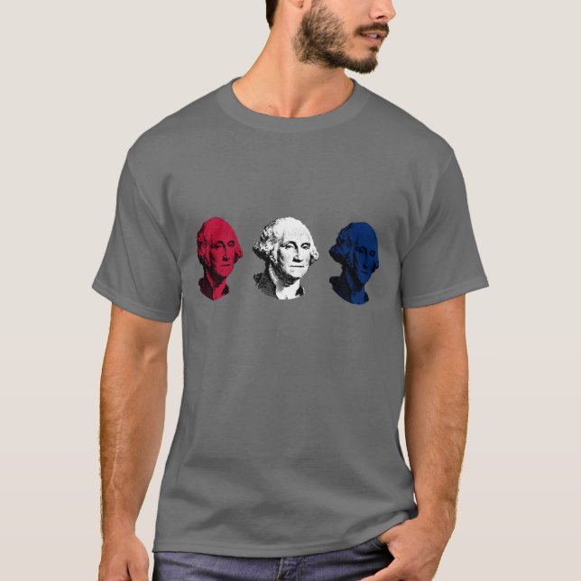 Camiseta George Washington vermelho, branco, e azul (Frente)
