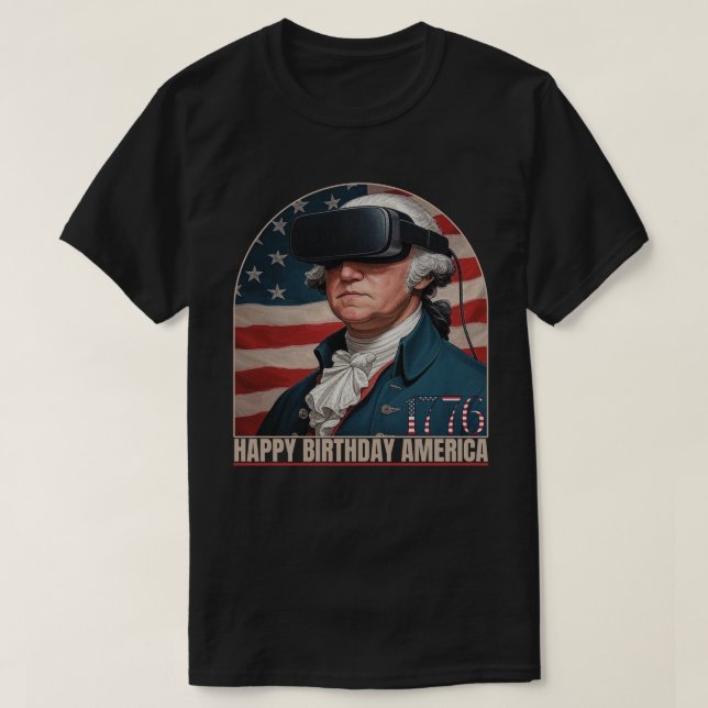 Camiseta George Washington VR Happy Birthday América (Frente do Design)