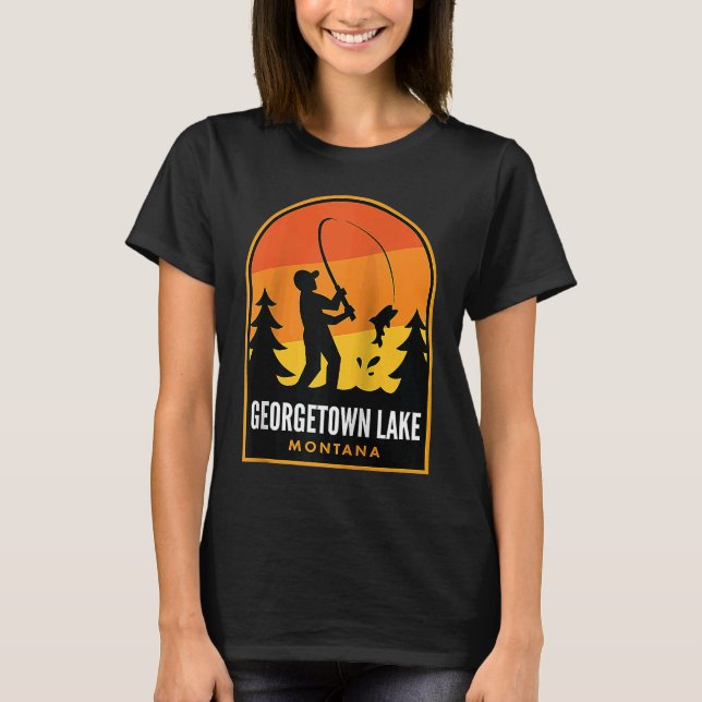 Camiseta Georgetown Lake Montana Fishing Raglan (Frente)
