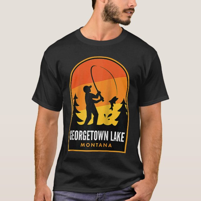 Camiseta Georgetown Lake Montana Pesca Raglan (Frente)