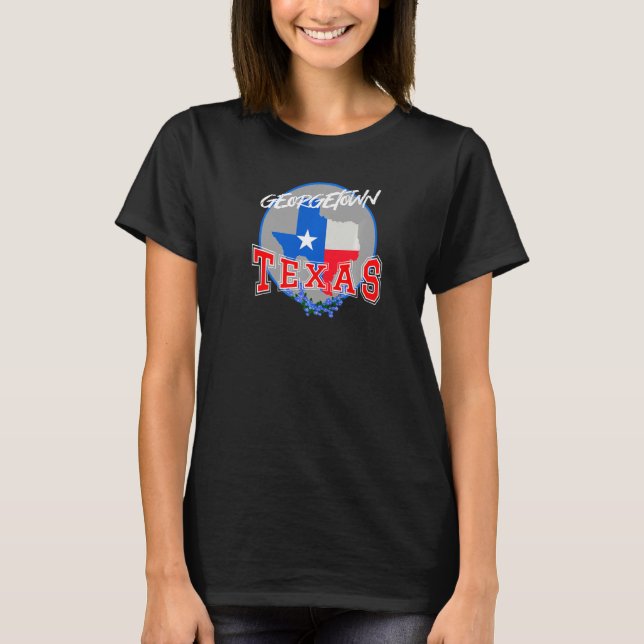 Camiseta Georgetown Texas em Red White e Blue Bonnet Flow (Frente)