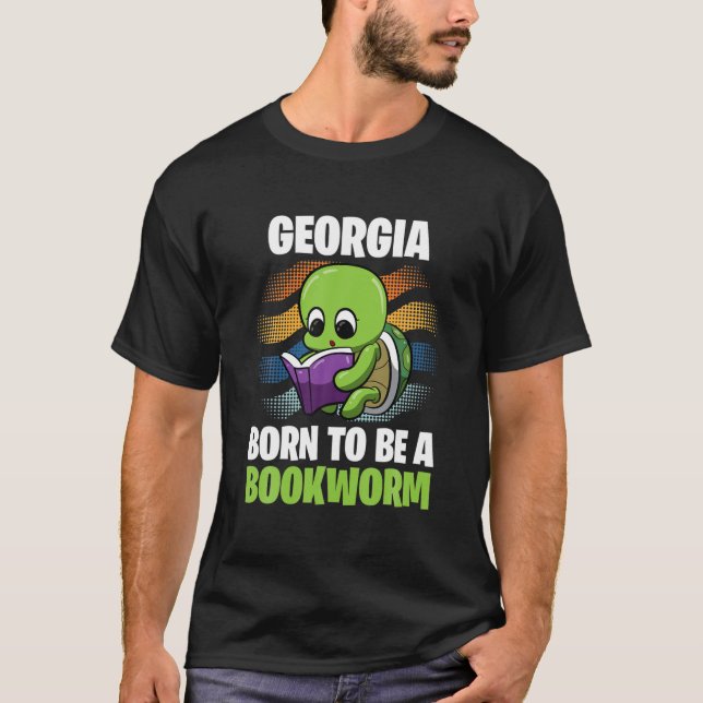 Camiseta Georgia - Born To Be A Bookworm - Personalized (Frente)