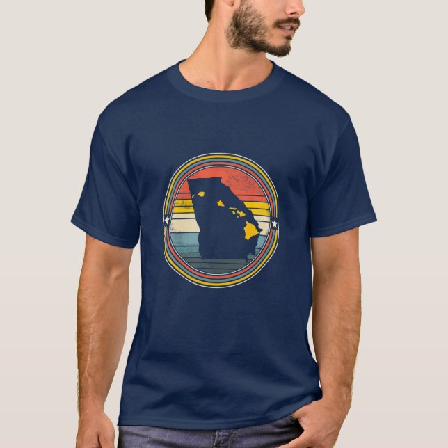 Camiseta Georgia Hawaii Roots Originário Mapa do Estado (Frente)