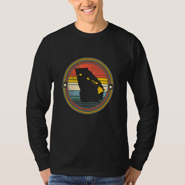 Camiseta Georgia Hawaii Roots Originário Mapa do Estado (Frente)