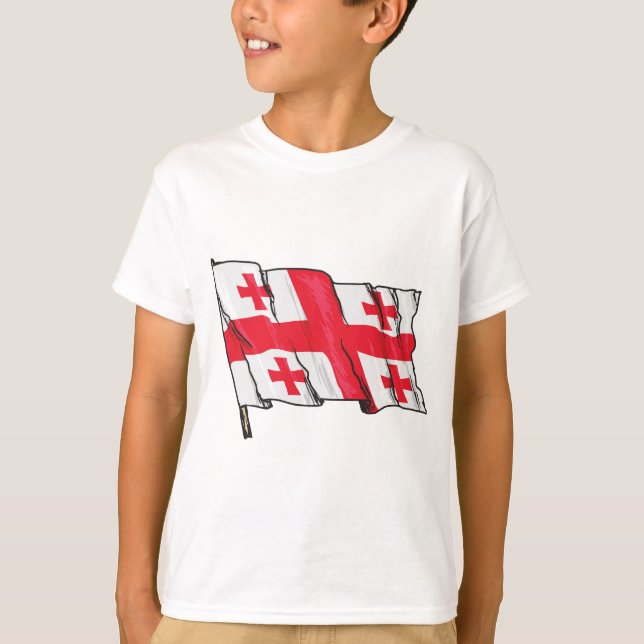 Camiseta Georgian Flag Red and White Cross (Frente)