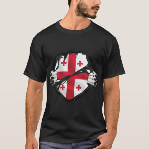 Camiseta Georgiano Pure Roots Flag Black para sua família c