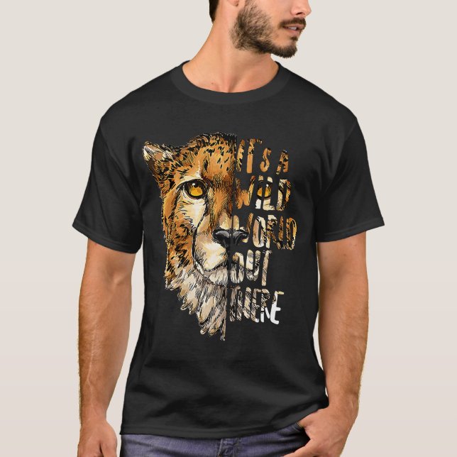 Camiseta Gepard Wild World por aí Salvando a vida selvagem (Frente)