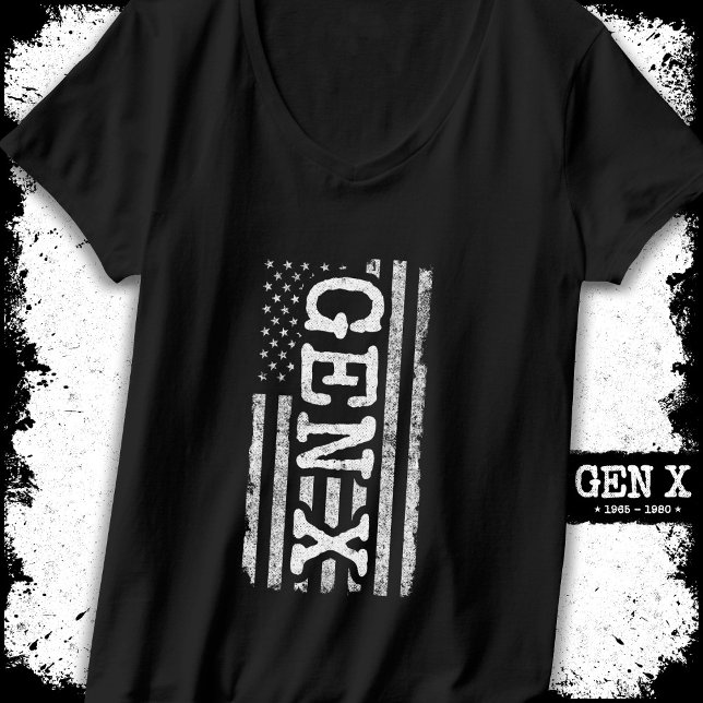 Camiseta Geração Orgulhosa X Gen Xer American Flag Gen X (Criador carregado)