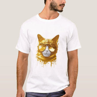 Camiseta Gerador de Arte Imprimível CAT AI Dourado