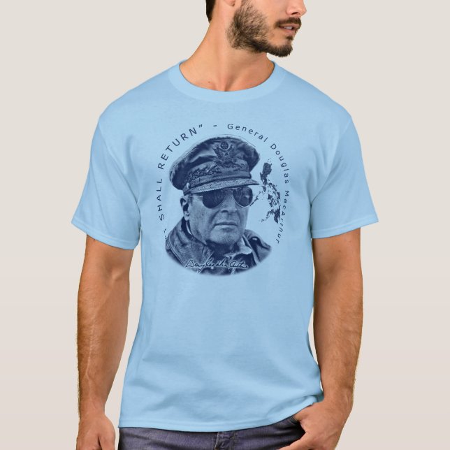 Camiseta Gerador MacArthur Eu retornará (o impressão azul) (Frente)