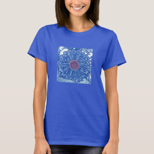 Camiseta Gerbera Daisy Block Impressão - azul-cobalto