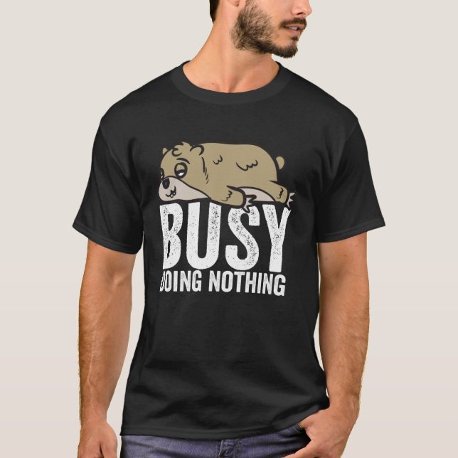 Camiseta Gerbil Busy Doing Nothing Shirt Lazy Tee Boys Girl (Frente)