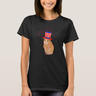 Camiseta Gerbil Graphic Red White Blue Fireworks Decor 4º