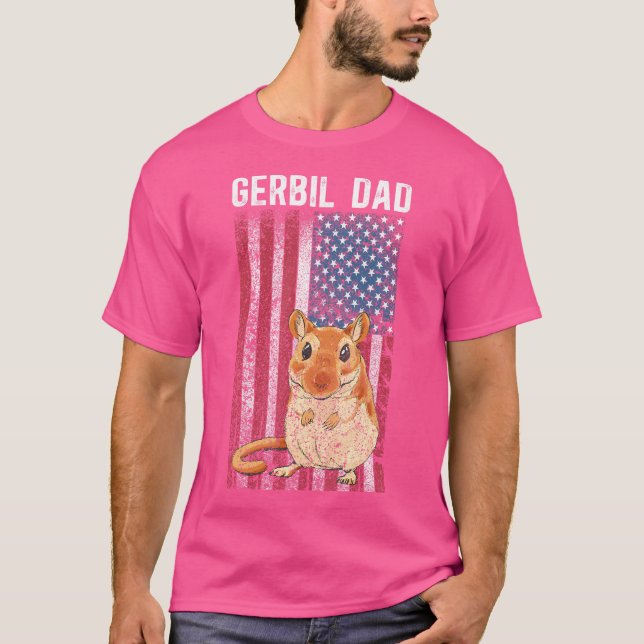 Camiseta Gerbil Pai Americano Flag Gerbil Lover Gerbil Boy  (Frente)