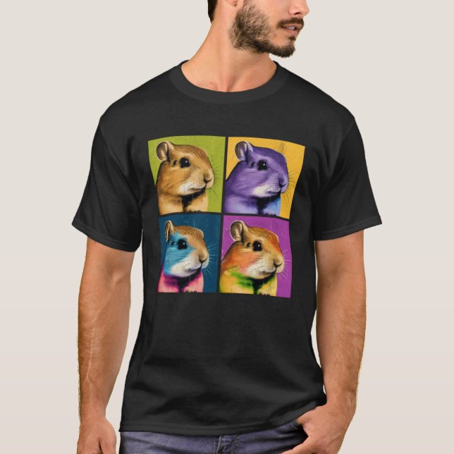Camiseta Gerbil Pop Illustration Colorful Animal Women Men (Frente)
