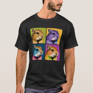Camiseta Gerbil Pop Ilustração de Animais Coloridos Homens