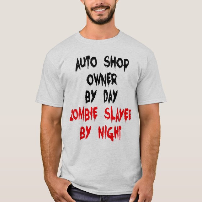 Camiseta Gerenciador de Compro Automático da Zombie Slayer (Frente)