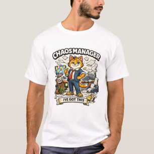 Camiseta Gerente de Caos Gato de Escritório Divertido Vetor