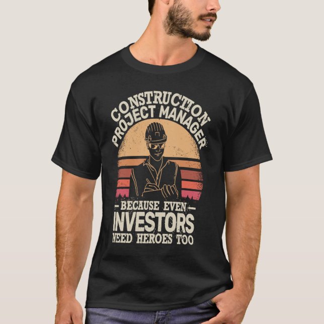 Camiseta Gerente de Projetos de Construção - Homem-Projeto (Frente)