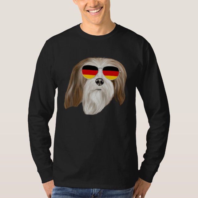 Camiseta German Flag Lhasa Apsos Dog Germany Pocket (Frente)