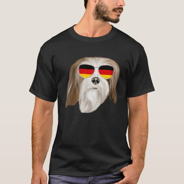 Camiseta German Flag Lhasa Apsos Dog Germany Pocket (Frente)