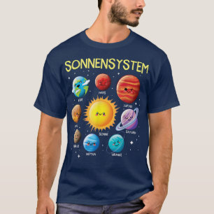 Camiseta German Language Solar System Planets Space boy gir