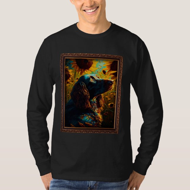 Camiseta German Longhaired Pointer Painting Sunflower Flowe (Frente)