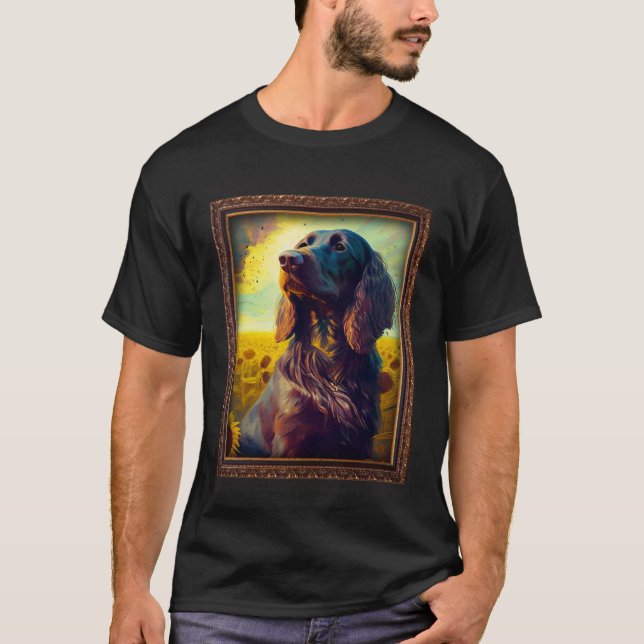 Camiseta German Longhaired Pointer Painting Sunflower Flowe (Frente)