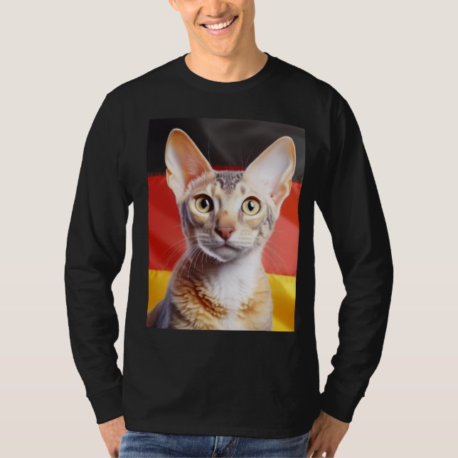 Camiseta German Rex Cat German Flag In Background (Frente)
