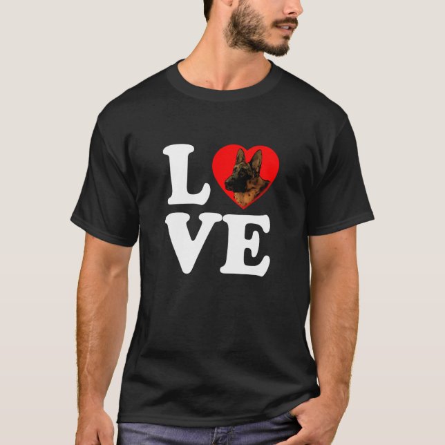Camiseta German Sheherd Fog GSD Love Heart (Frente)