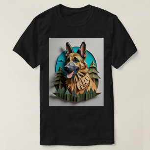 Camiseta German shepherd 3D Paper Art Design T-shirt