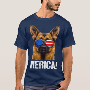 Camiseta german shepherd 4 De Julho Bandeira Americana Meri