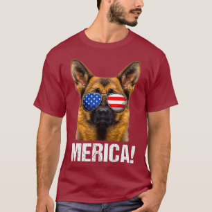 Camiseta german shepherd 4 De Julho Bandeira Americana Meri