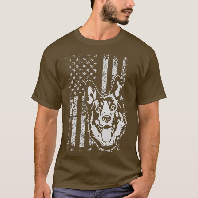 Camiseta German shepherd American Flag Dog Lover (Frente)