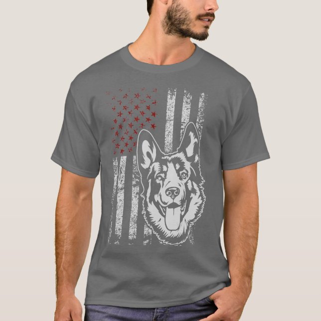 Camiseta German shepherd American Flag Dog Lover (Frente)