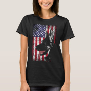 Camiseta German shepherd Americano de Bandeiras