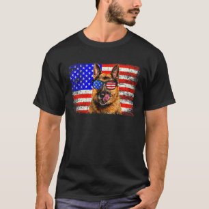 Camiseta German shepherd Americano Flag Usa Incrível
