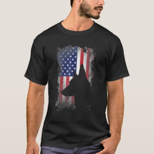 Camiseta German shepherd Americano Flag USA Patriotic Dog